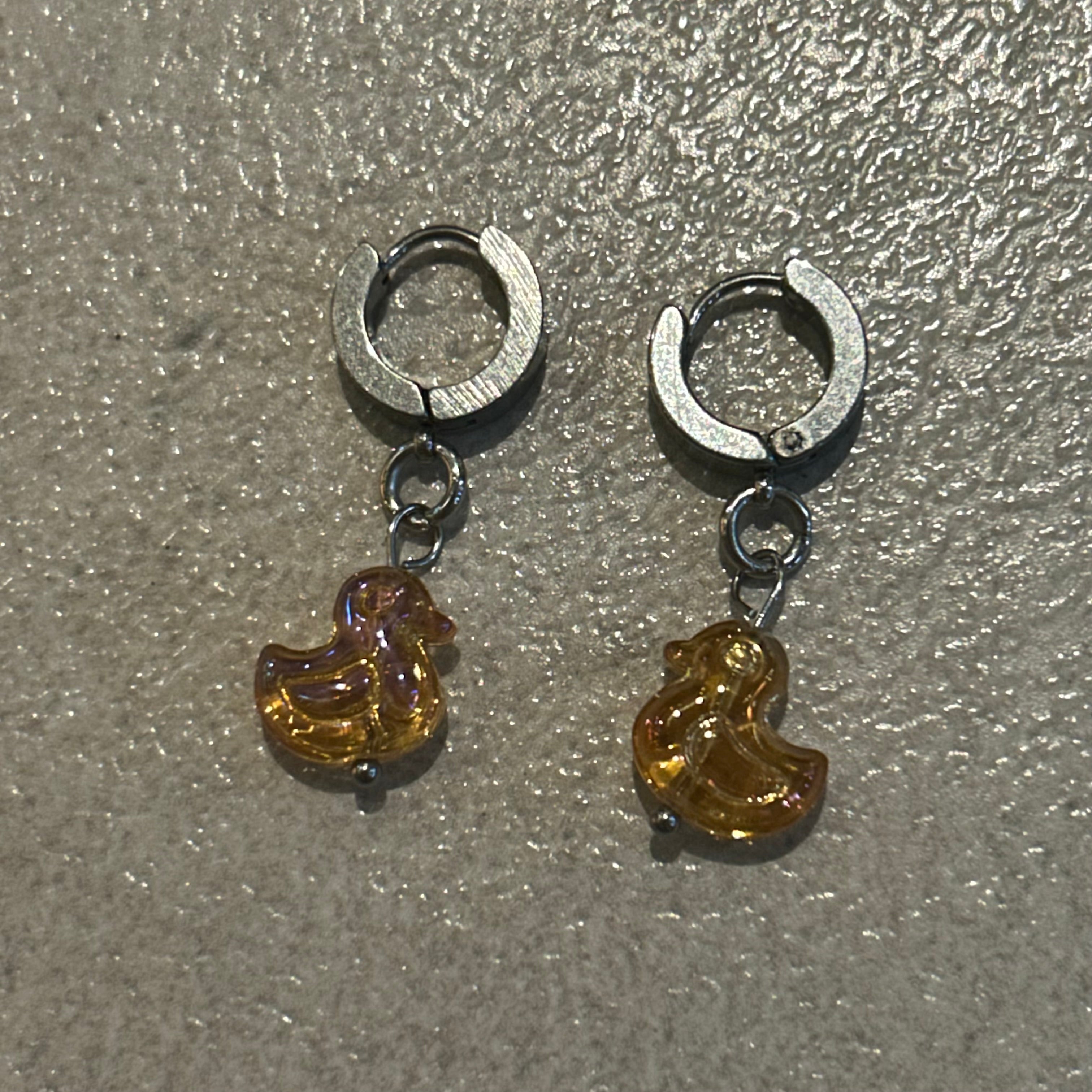 Orange duck earrings