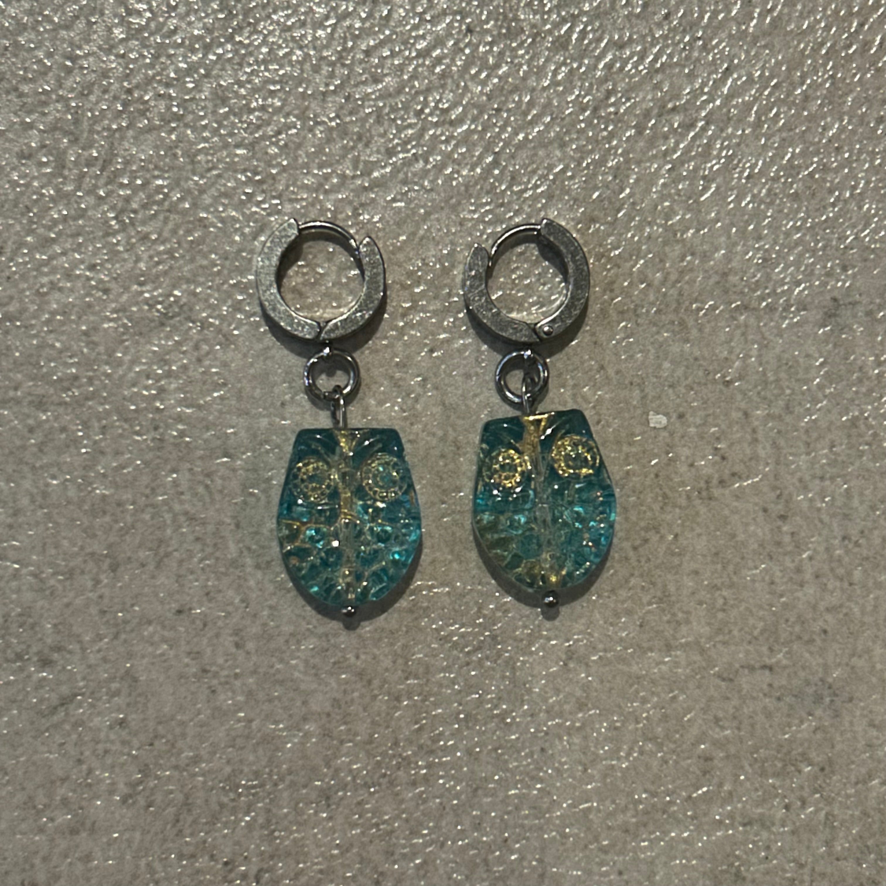 Blue hedwig owl earrings
