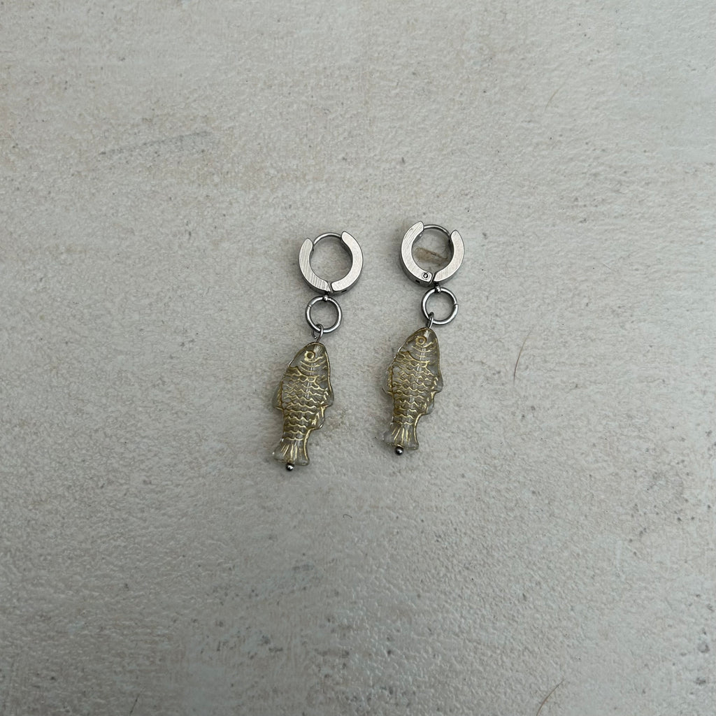 Gold on gold fish earrings