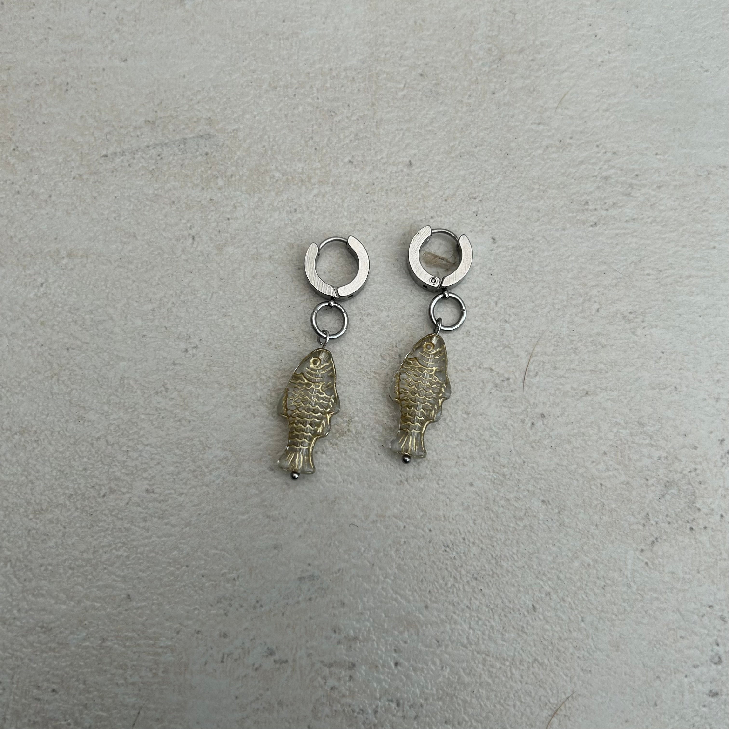 Gold on gold fish earrings