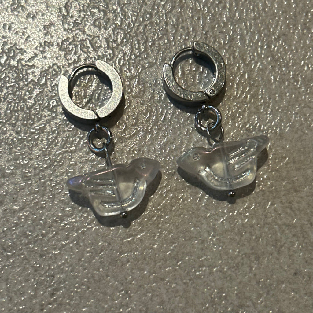 White dove bird earrings