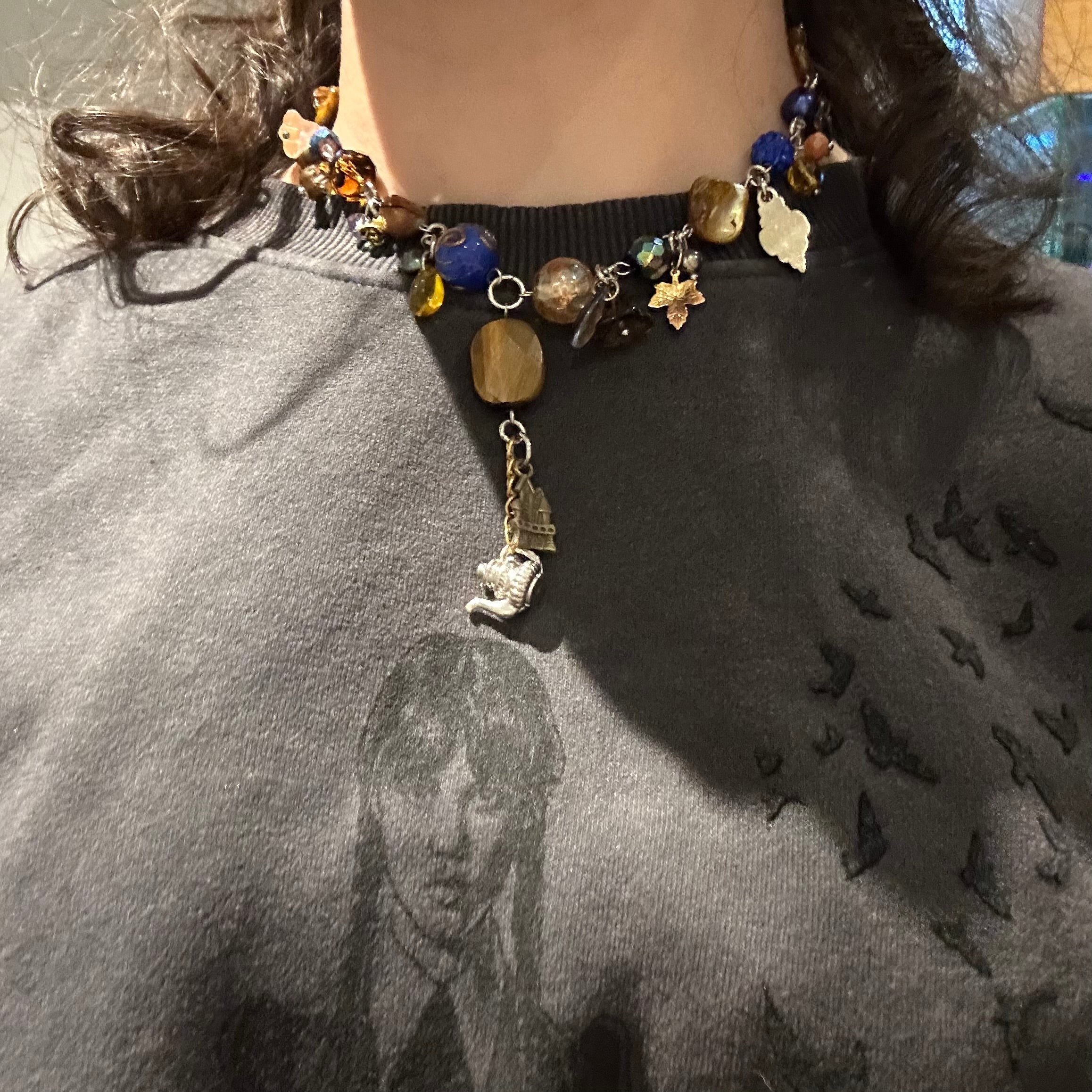 beauty & the beast cluster necklace