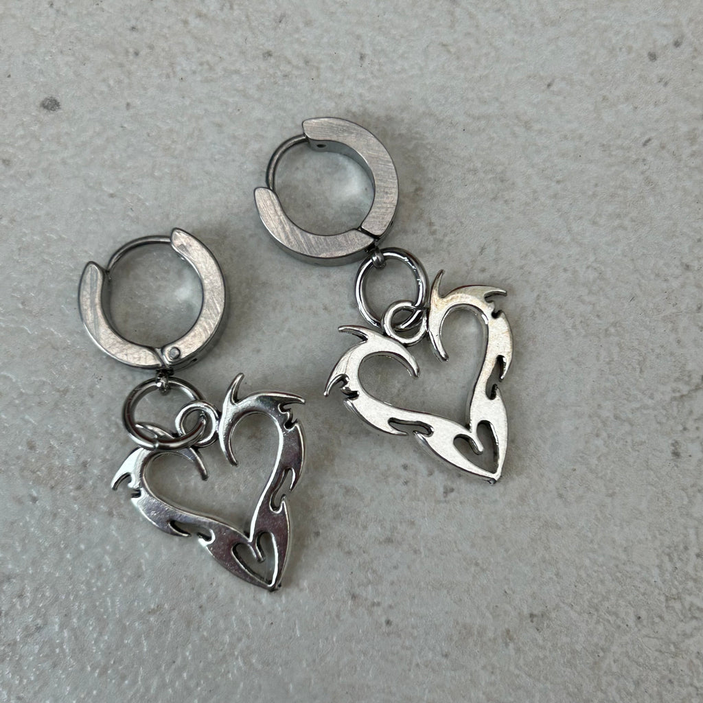 Single strand gothic heart earrings