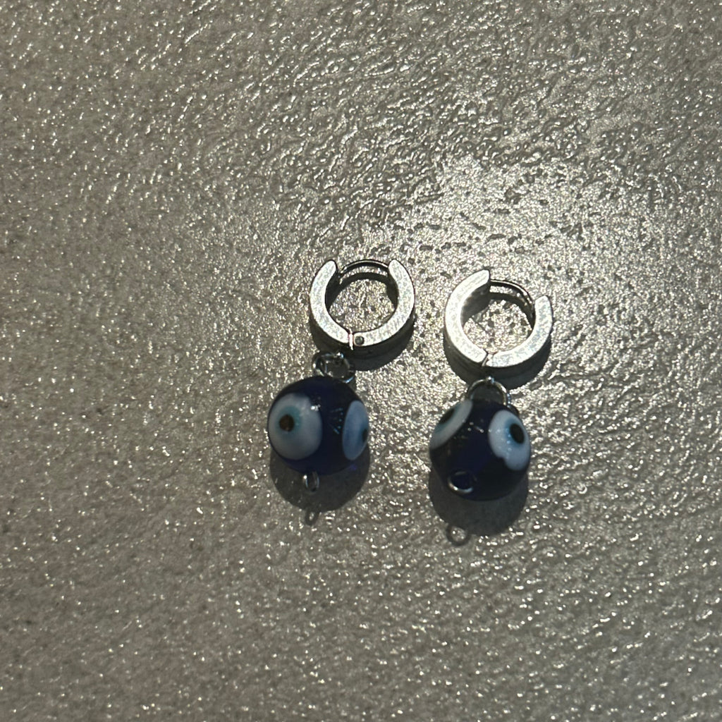 Blue Turkish eye glass earrings