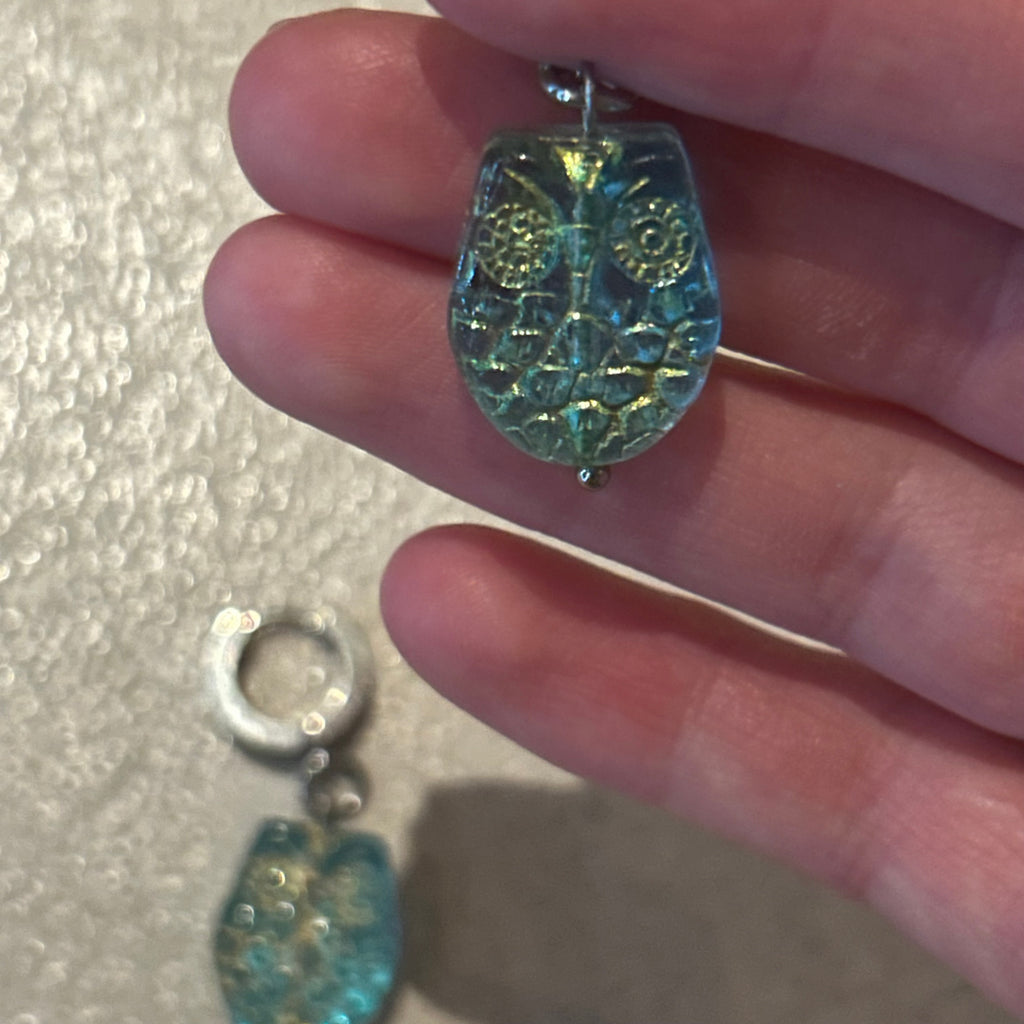 Blue hedwig owl earrings