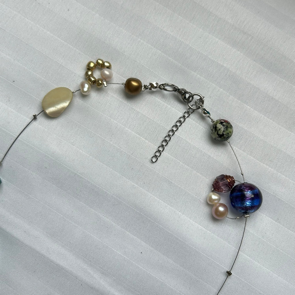 "Lucinda" glass and pearl wired necklace