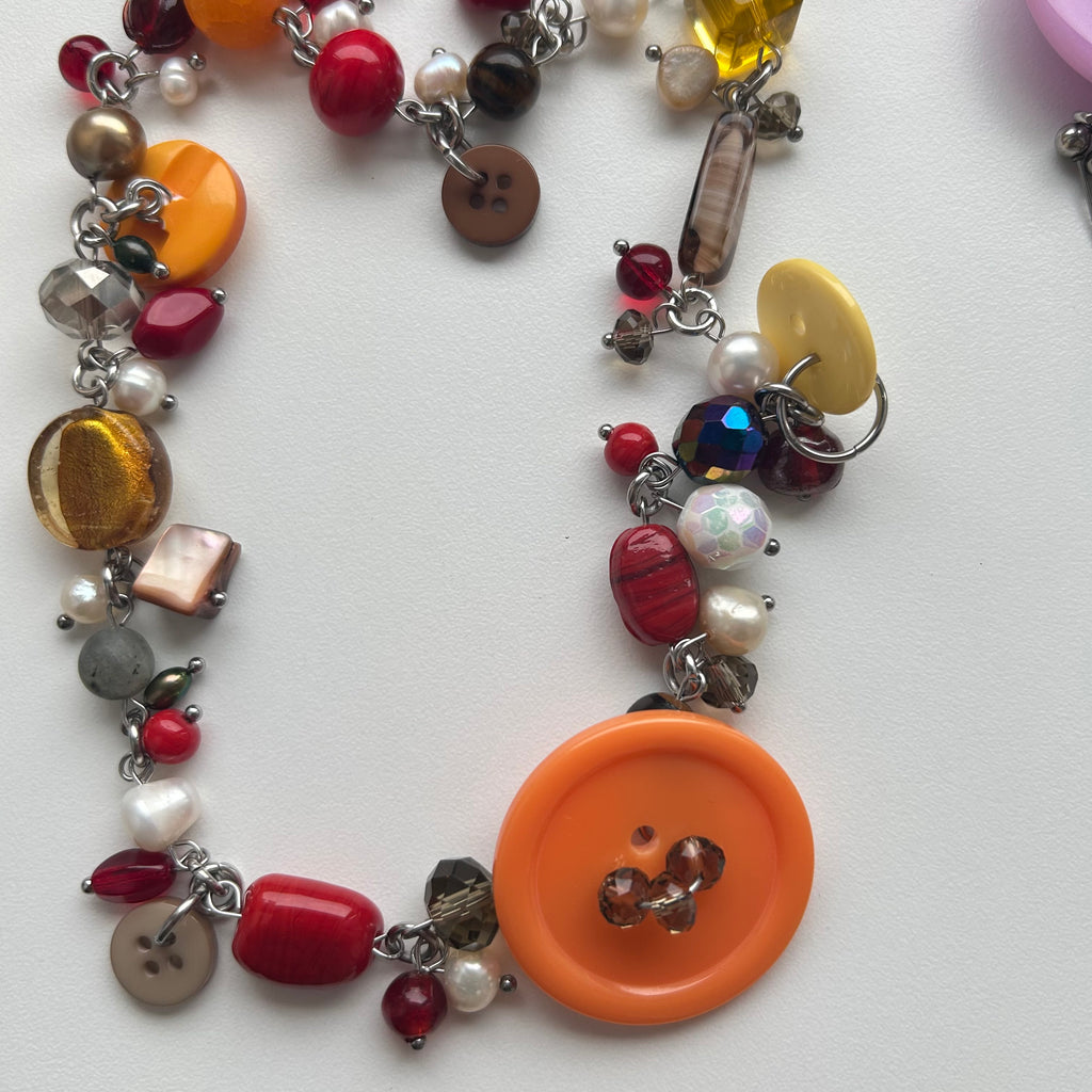 "Edi" button cluster clutter necklace
