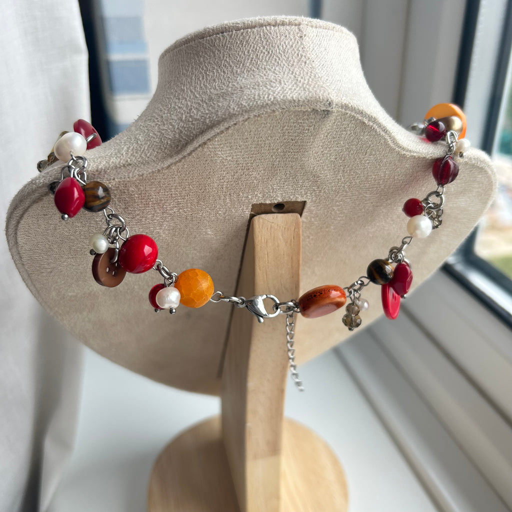 "Edi" button cluster clutter necklace