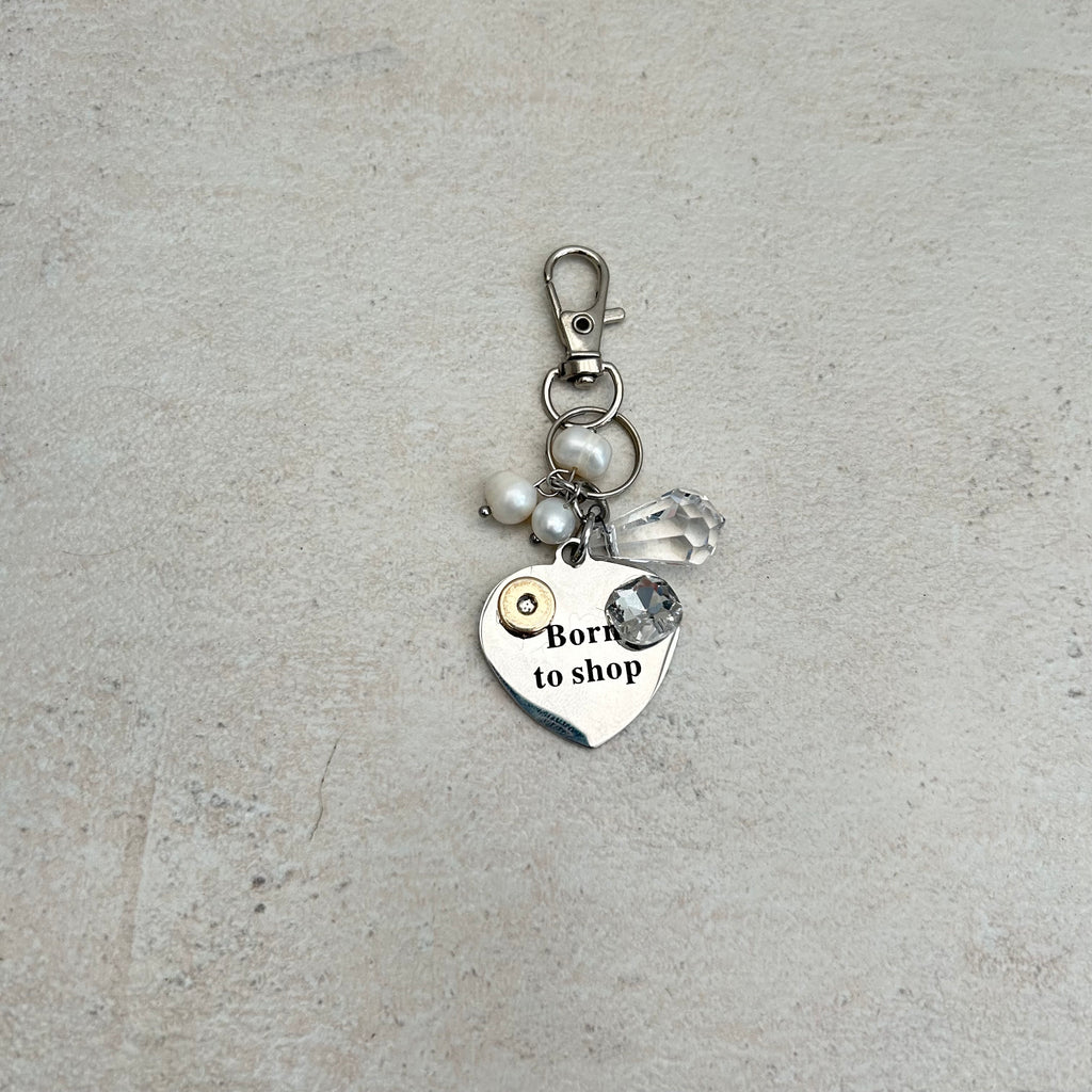 born to shop keyring