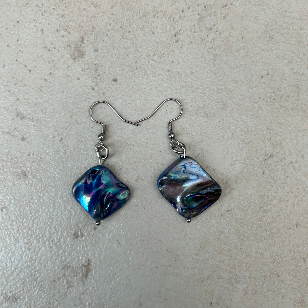 Blue shell earrings