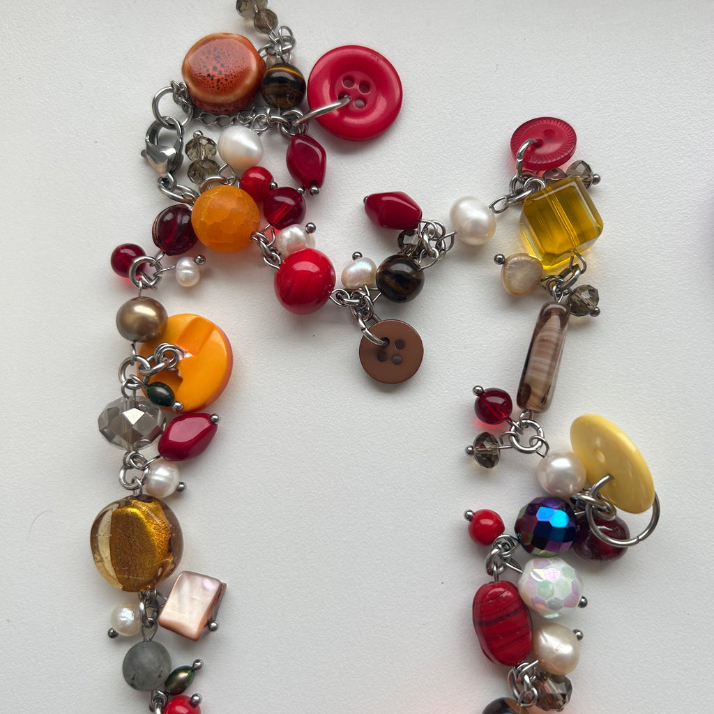 "Edi" button cluster clutter necklace