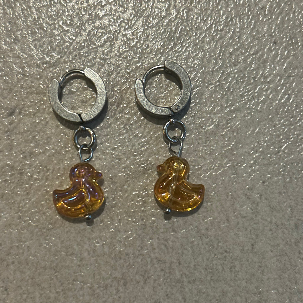 Orange duck earrings