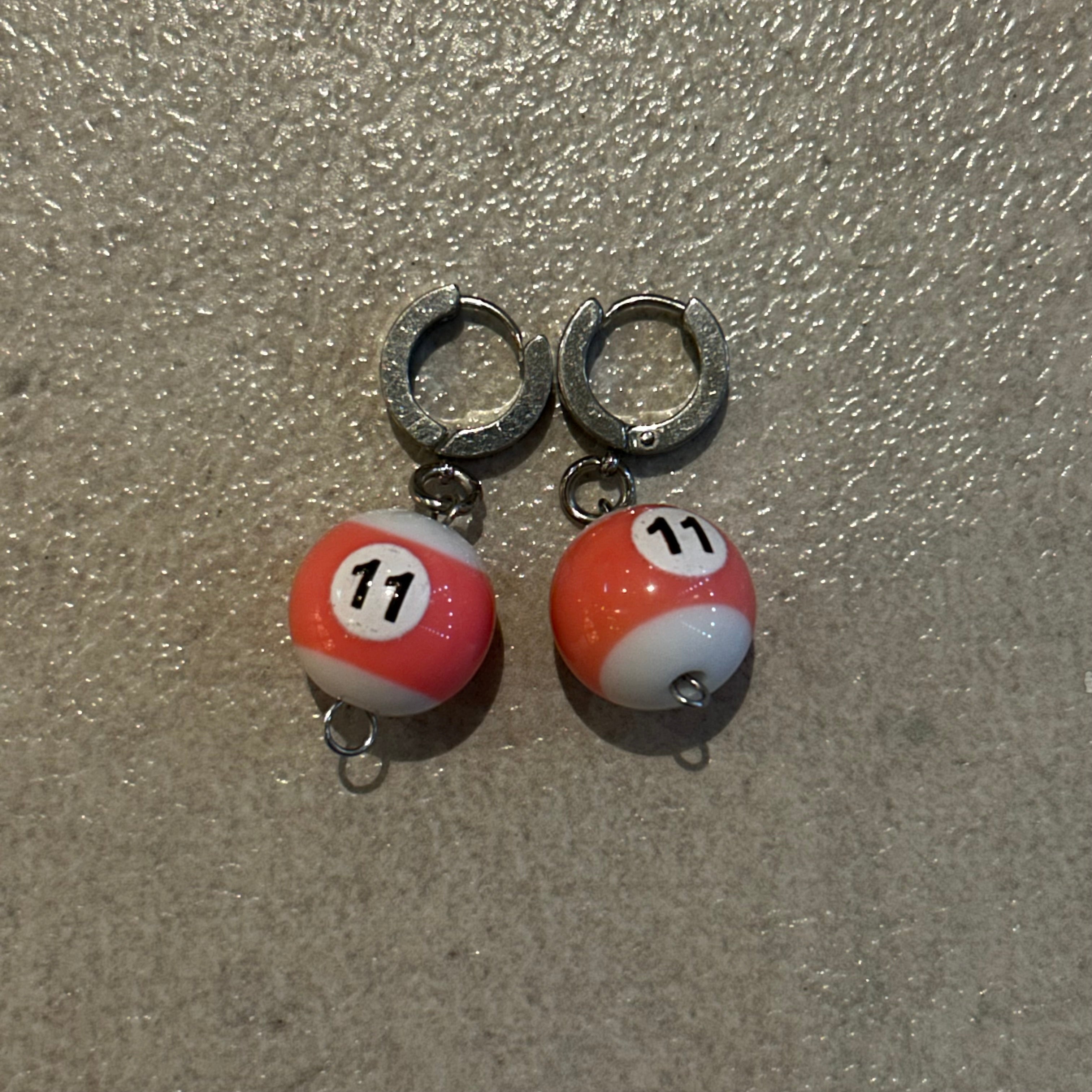 Lucky 11 snooker ball earrings