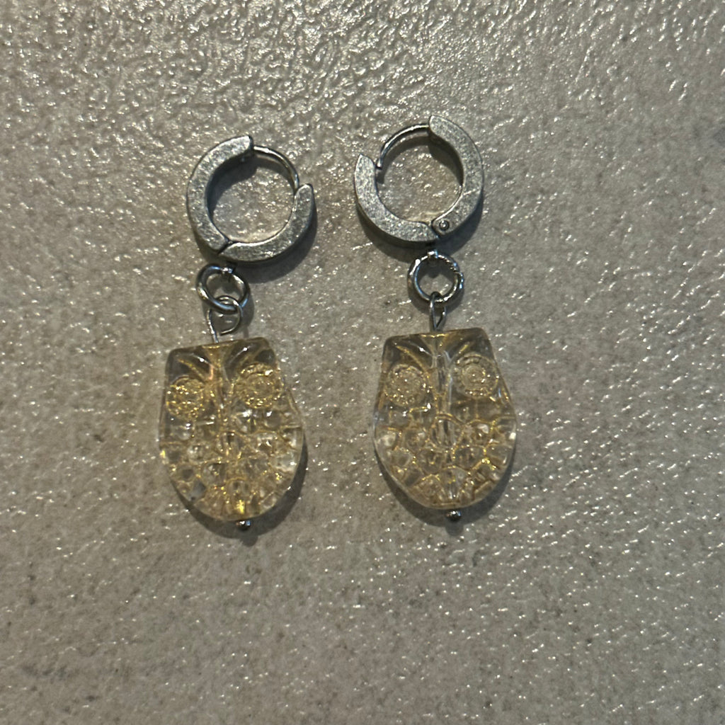 Clear and gold hedwig owl earrings