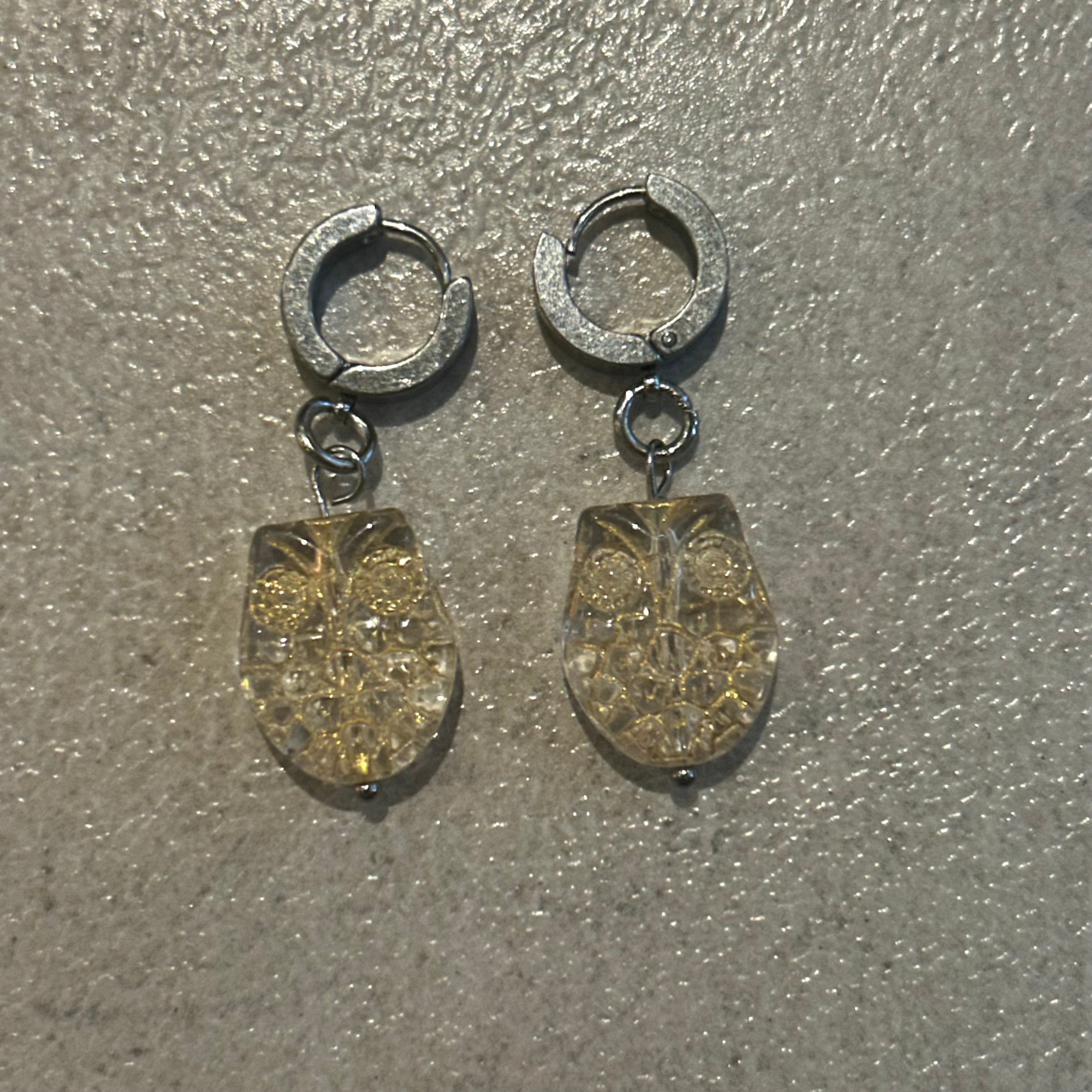 Clear and gold hedwig owl earrings