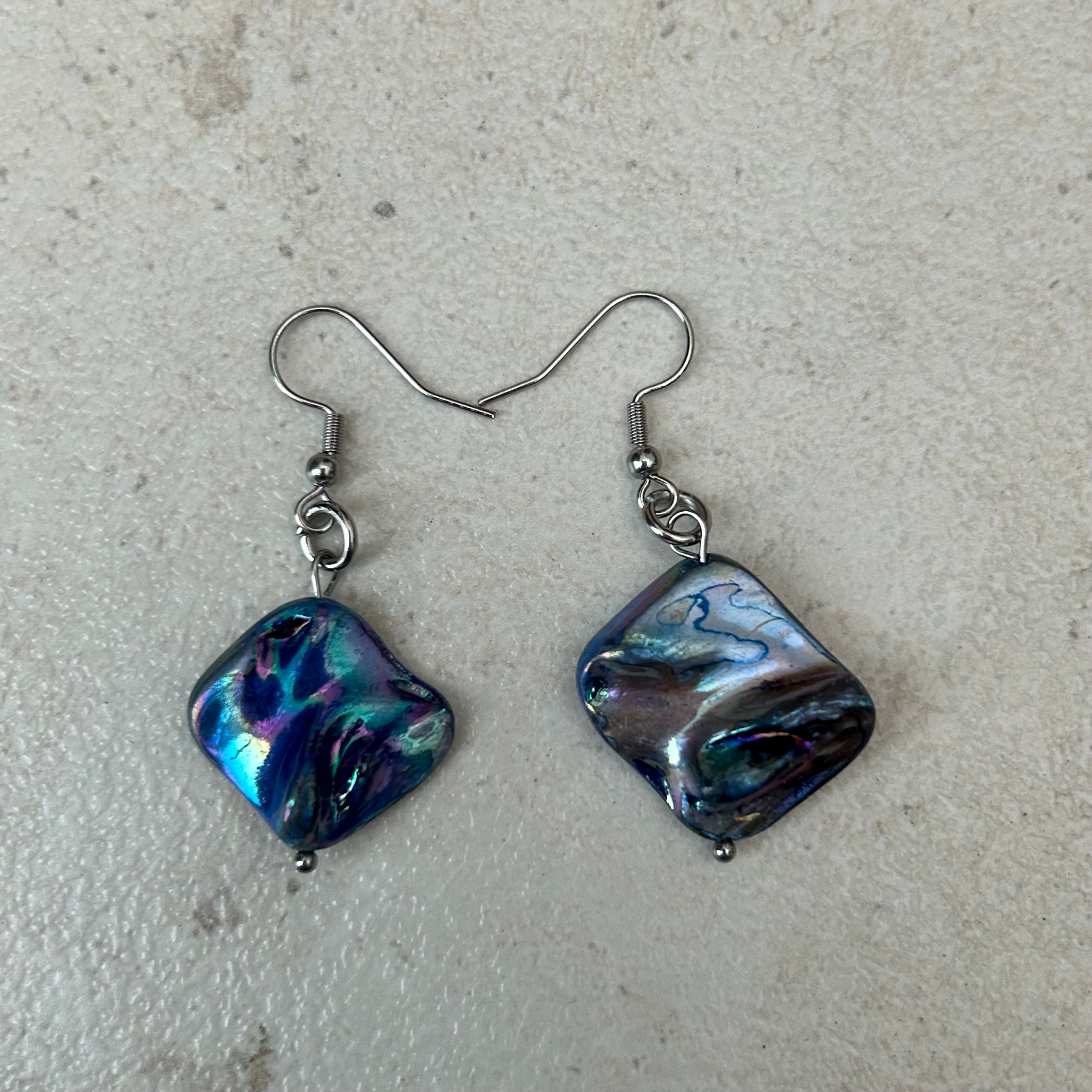 Blue shell earrings