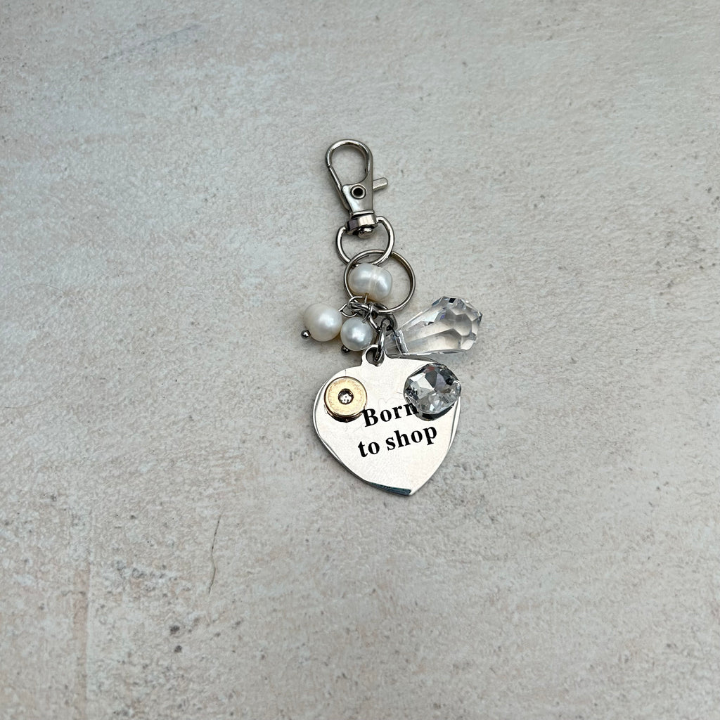 born to shop keyring