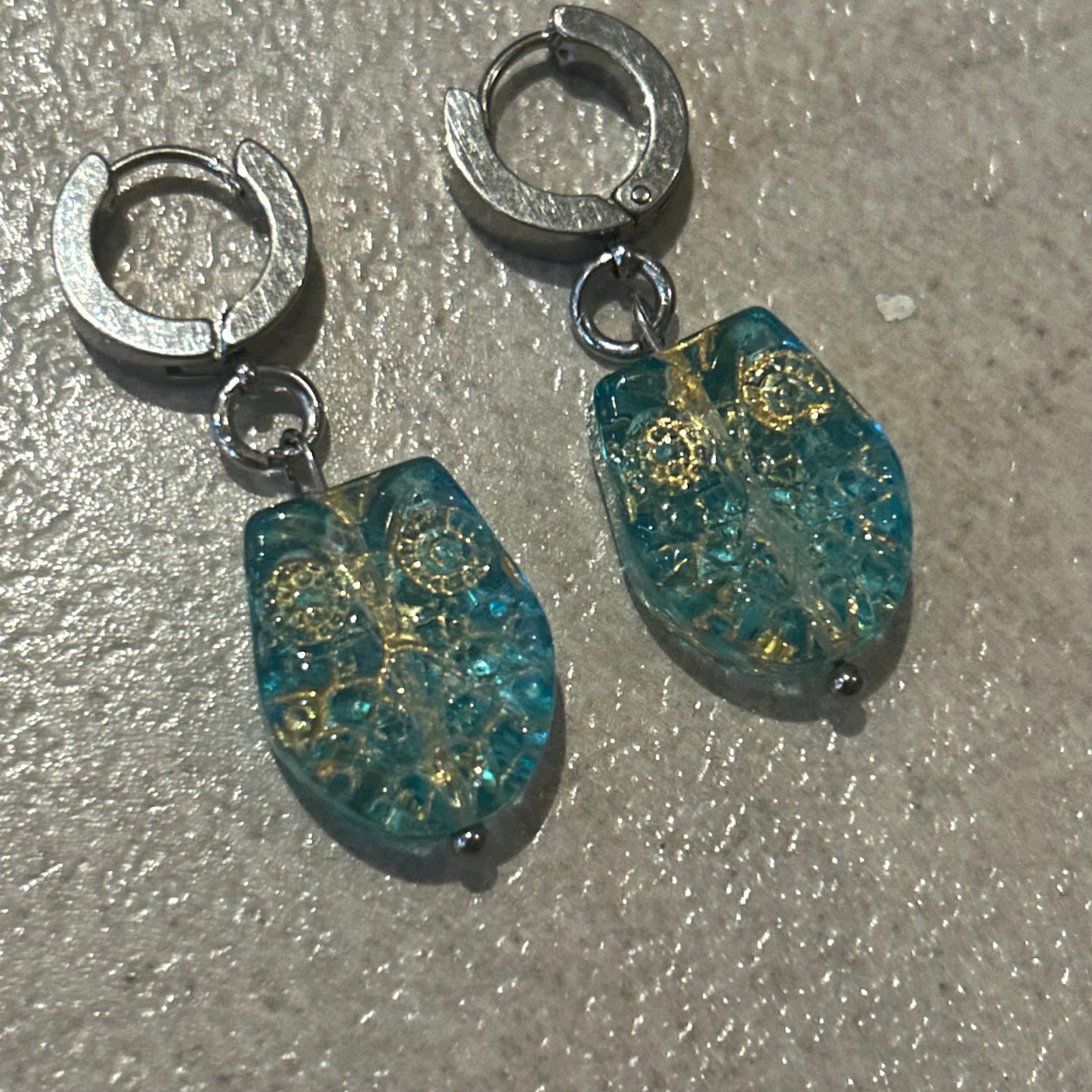 Blue hedwig owl earrings