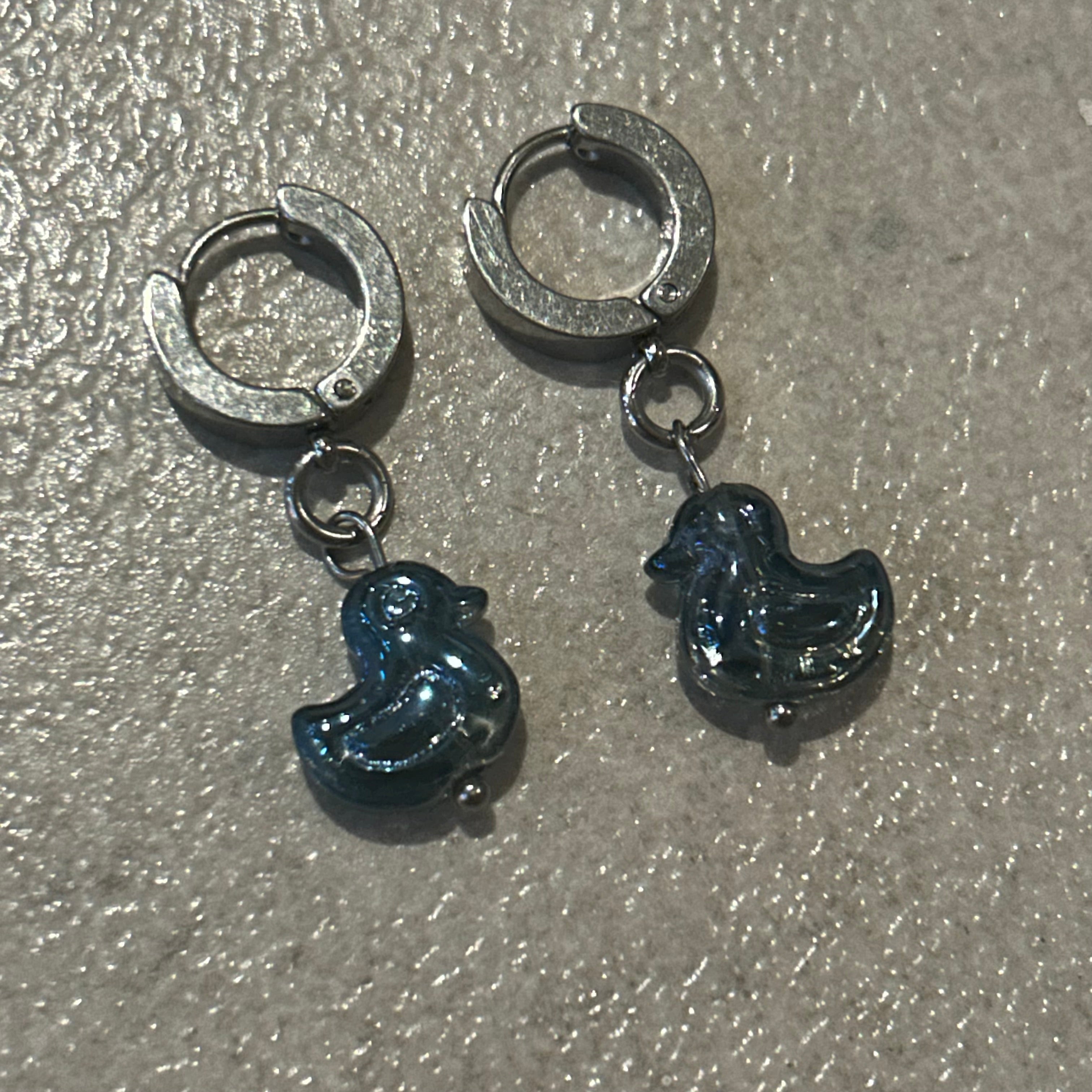 Blue duck earrings