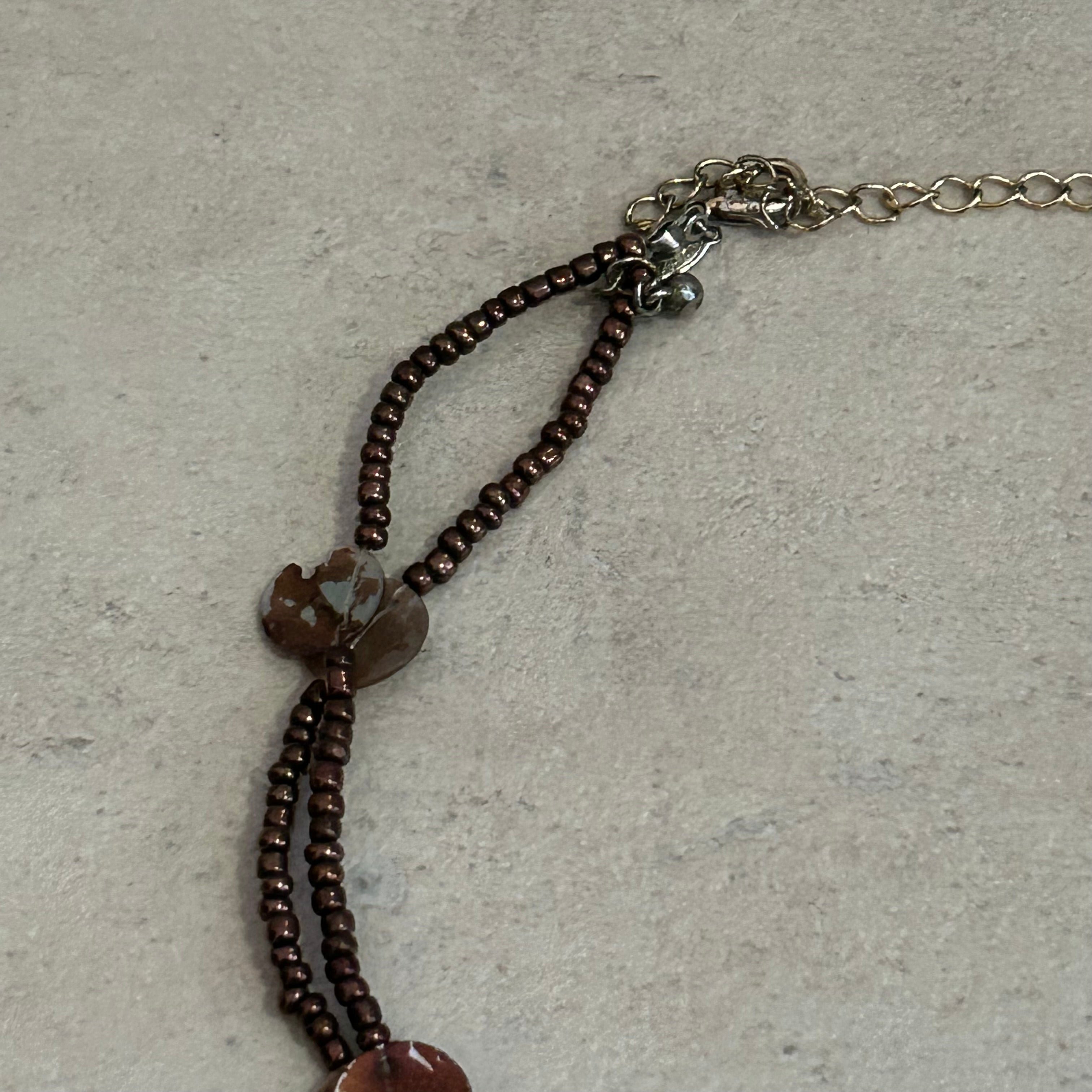 Vintage brown and orange shell necklace