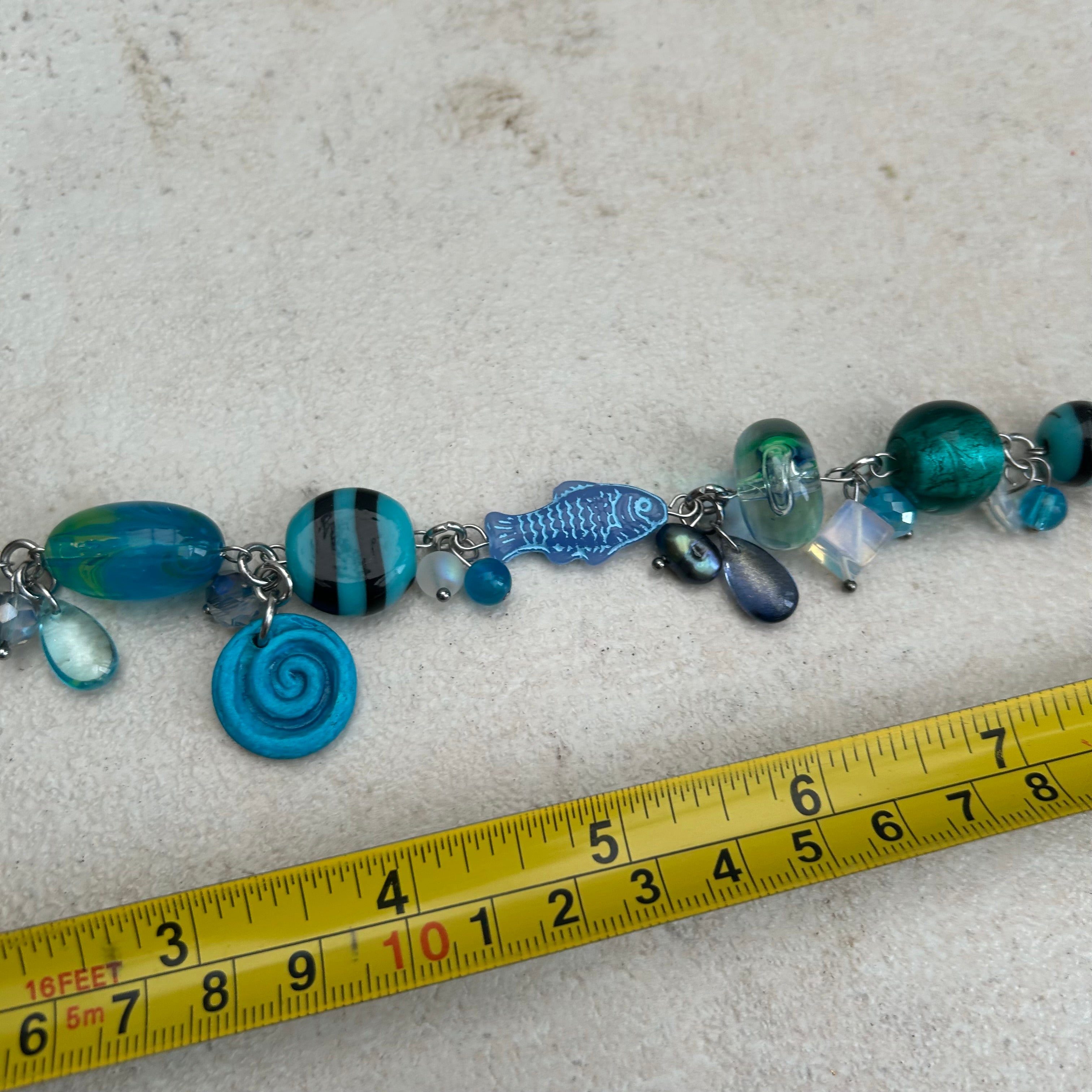 Blue fish cluster bracelet