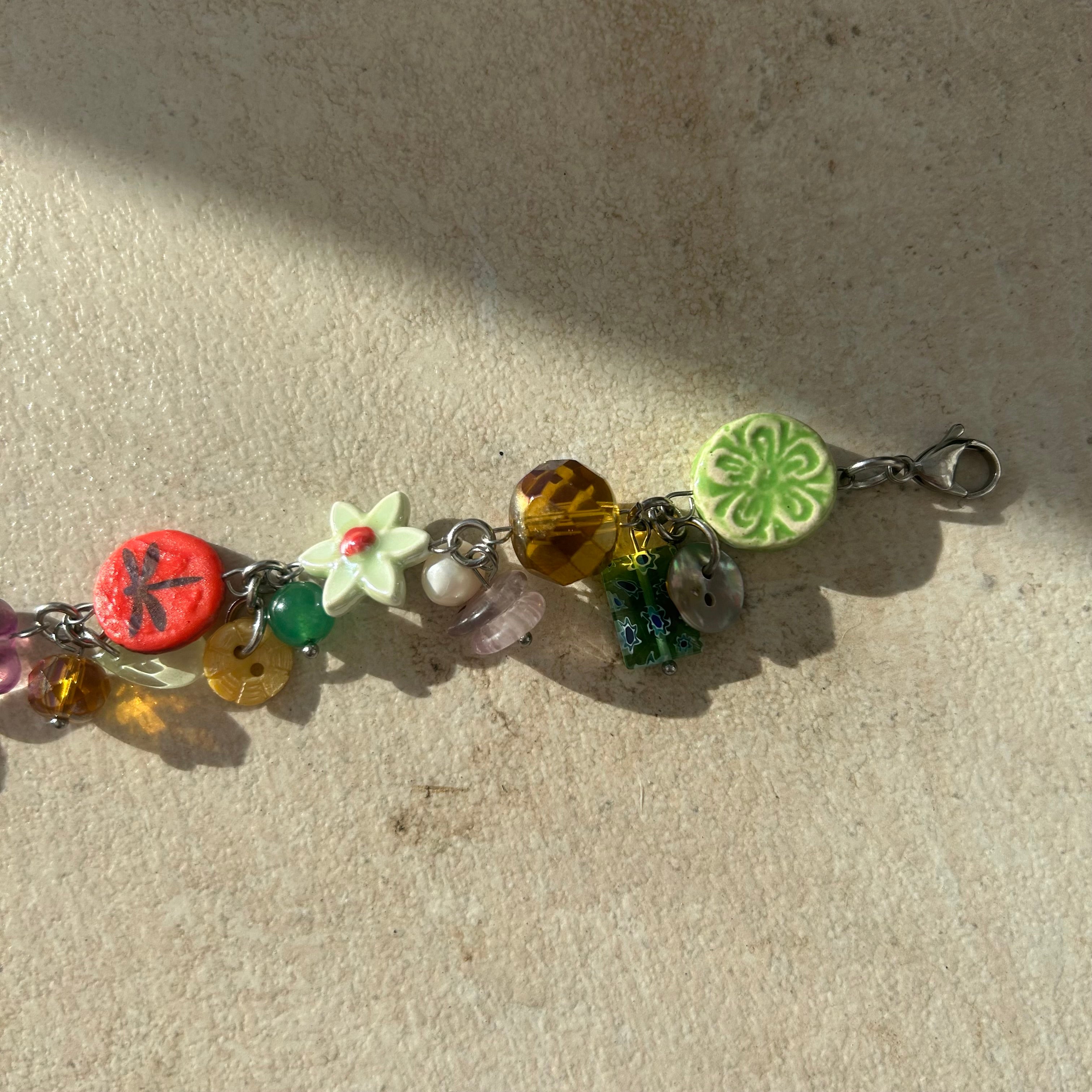 nature glass cluster clutter bracelet