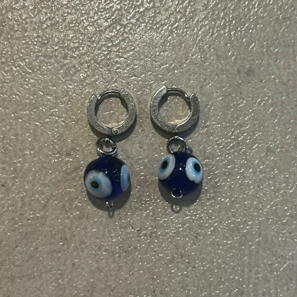 Blue Turkish eye glass earrings