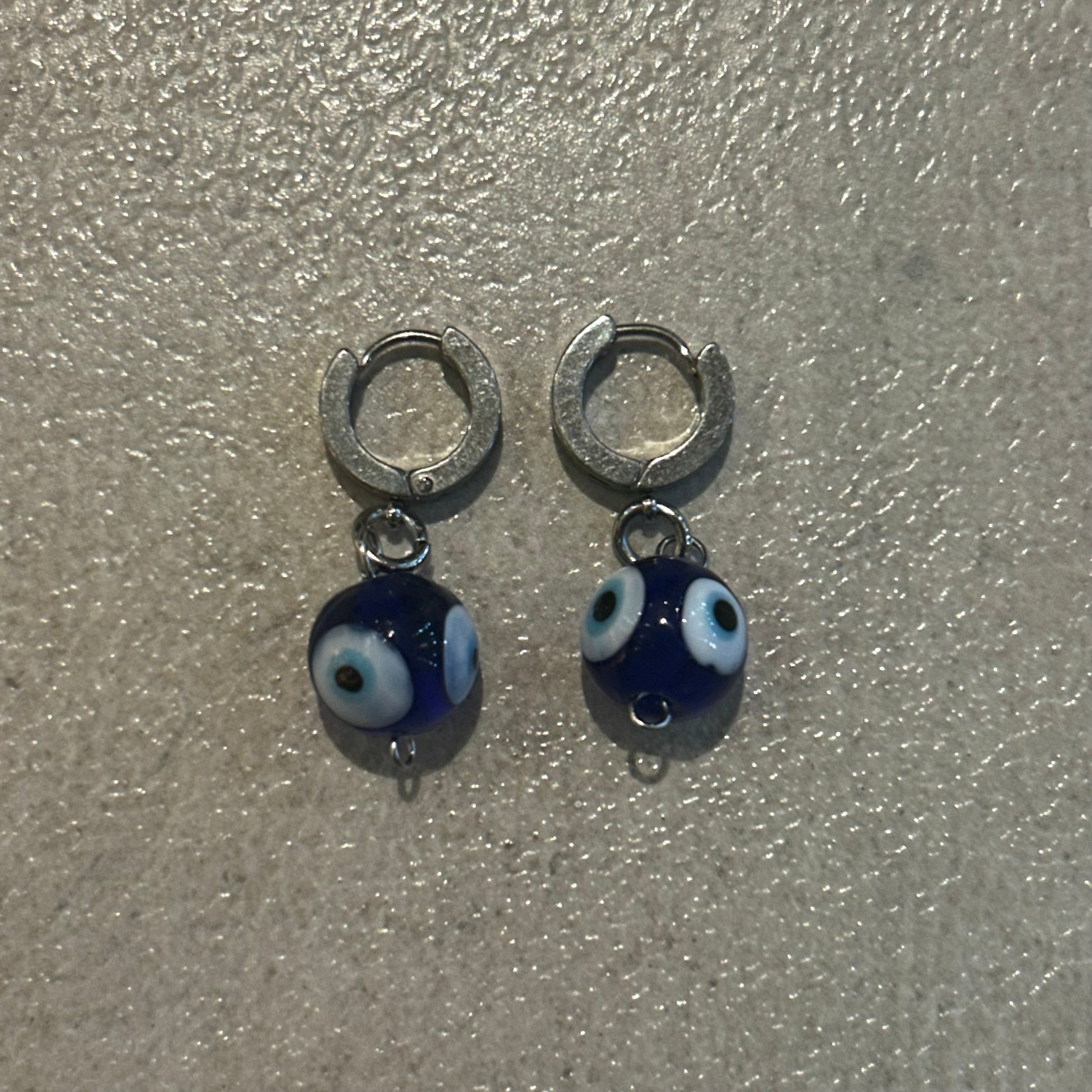 Blue Turkish eye glass earrings