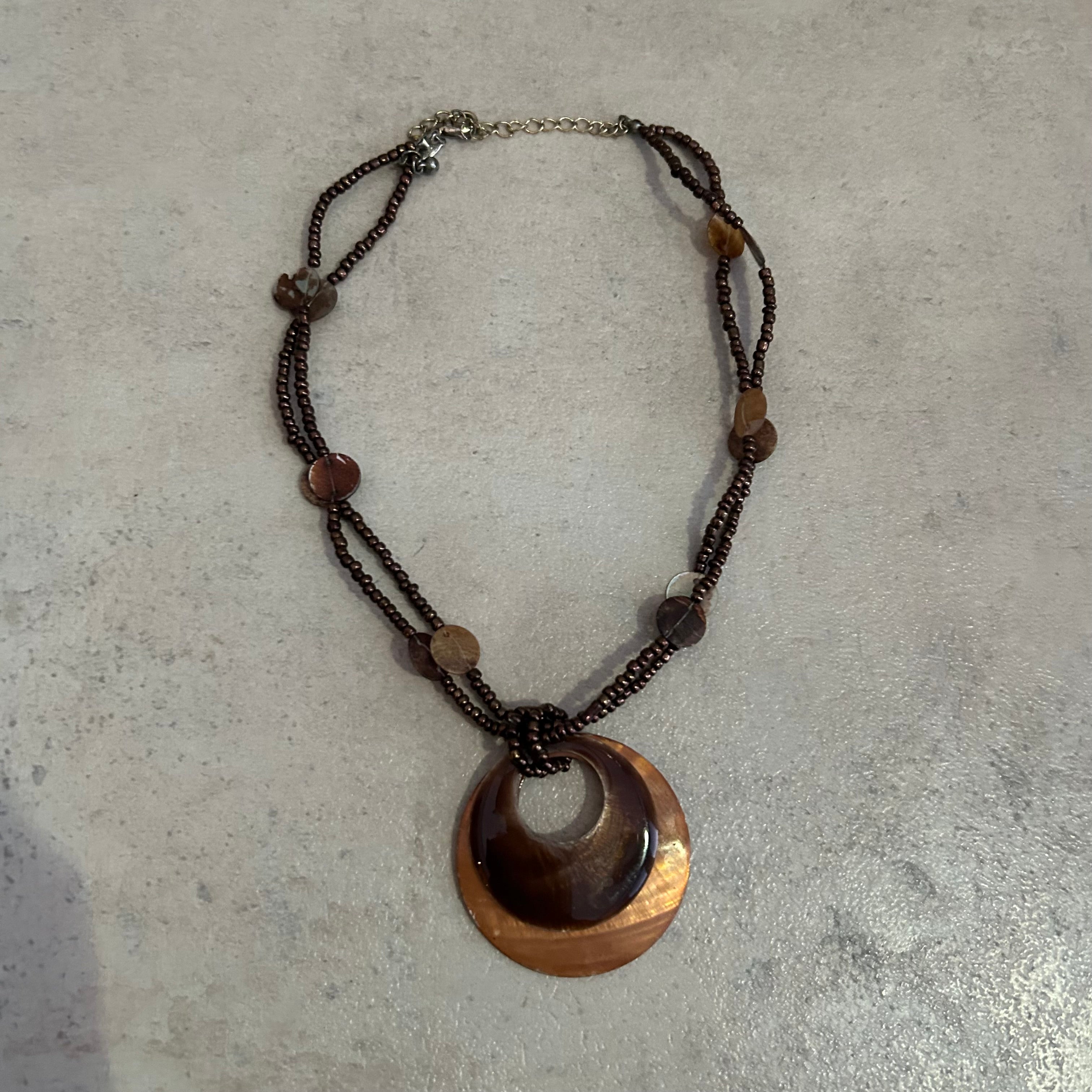 Vintage brown and orange shell necklace