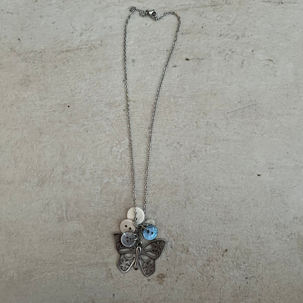 button butterfly necklace