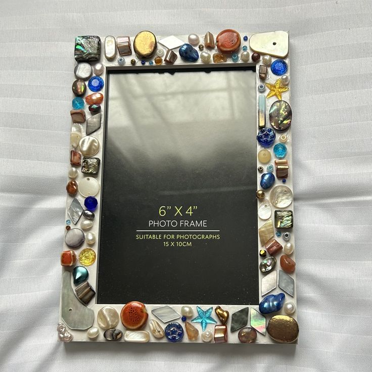 OOAK mother of pearl abalone, shell and frehswater pearl 6'x4' photo frame