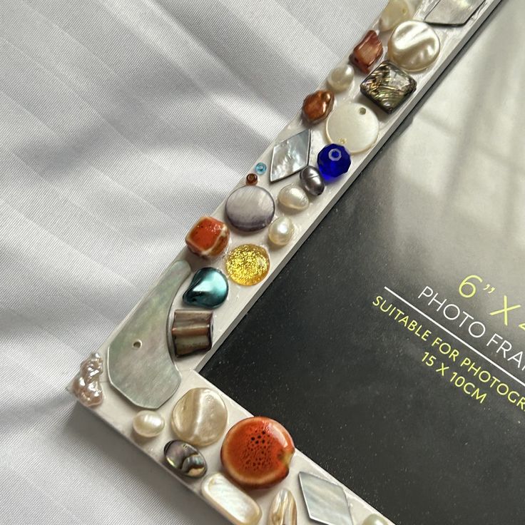 OOAK mother of pearl abalone, shell and frehswater pearl 6'x4' photo frame